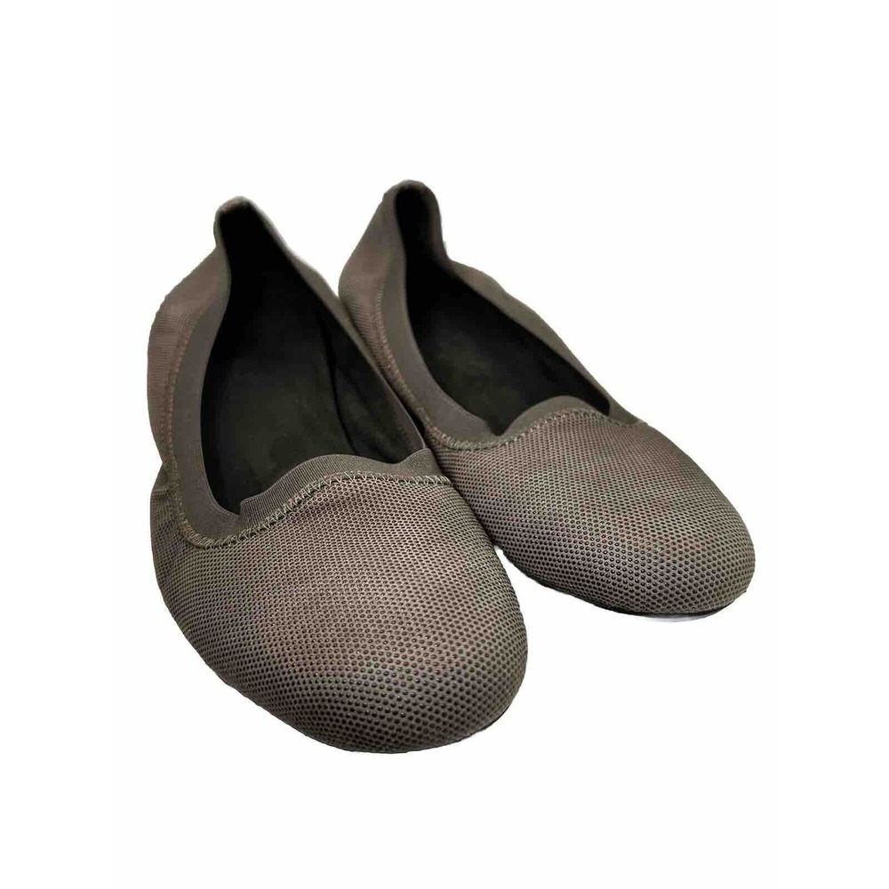 Stuart Weitzman Womens Taupe Leather Slip On Ballet Flats Shoes Size 10